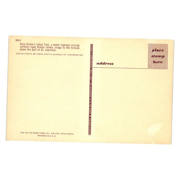 Vintage Postcard Nova Scotia Cabot Trail Cape Breton Island Gulf Of St Lawrence - Picture 2 of 2